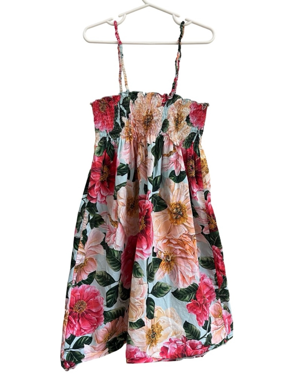 DOLCE & GABBANA Girls Floral Cotton Poplin Smocked Dress 11/12 Yrs Made in Italy